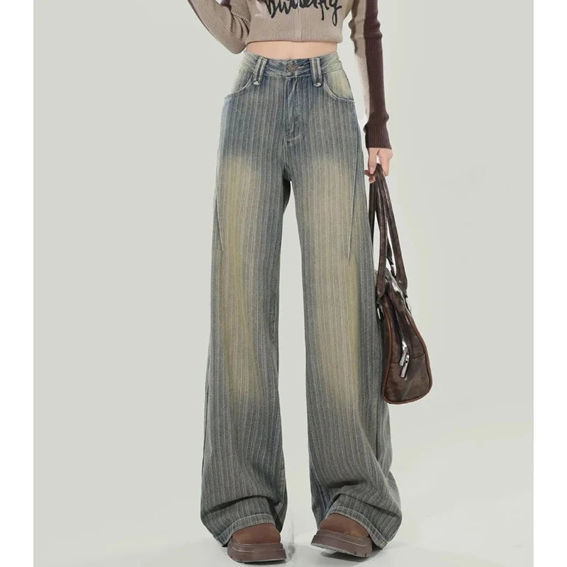 Cyflymder  Female Ins Retro High Waist Jeans Pants Girls Comfortable Denim Pants Women Casual Straight Leg Jeans Trousers