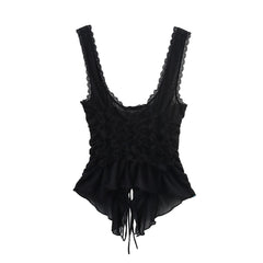 Cyflymder  Women's tops summer bow pleated sleeveless tops ladies fashion suspenders cute girly style tops sexy short tops