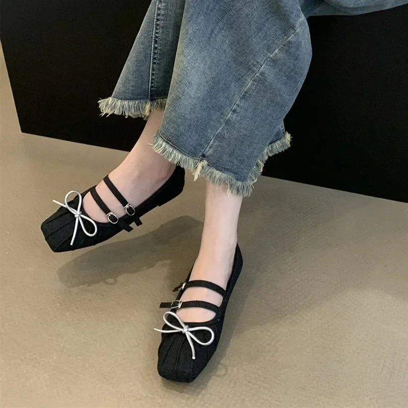Cyflymder  Exquisite Bowtie Women Sandals Fashion One Strap Summer Shoes Luxury Designer Flats 2024 New Chaussures Simple Round Toe Sapato