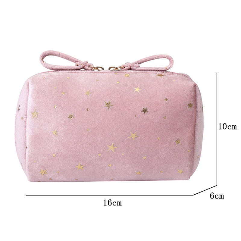 Cyflymder Girl Velvet Makeup Bag Organizer Soft Girl Lipstick Storage Bag Women Toiletry Beauty Make Up Case Pouch Portable Cosmetic Bag