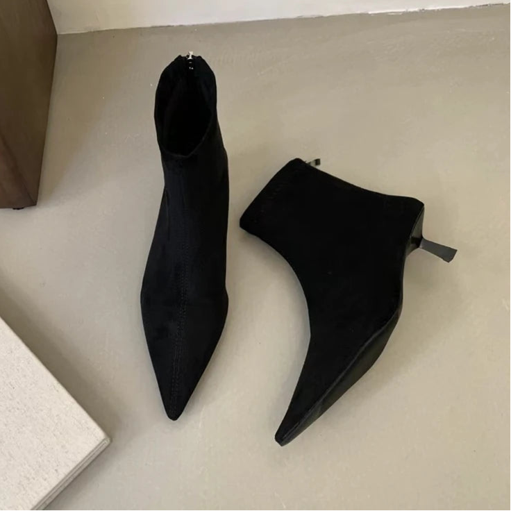 Cyflymder Winter New Brand Women Short Boots Fashion Pointed Toe Ladies Elegant Ankle Boots Thin High Heel Dress Pumps Shoe