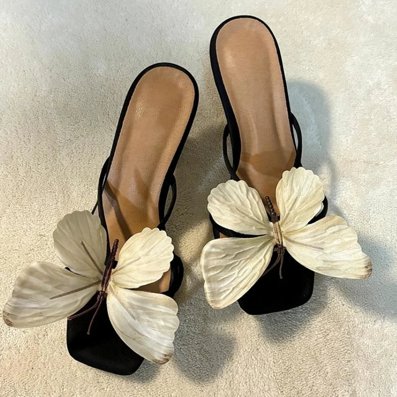 Cyflymder Spring and autumn 2025 new butterfly flip-top high heels with a fairy-like style and thick-heeled flip-flops women shoes pumps