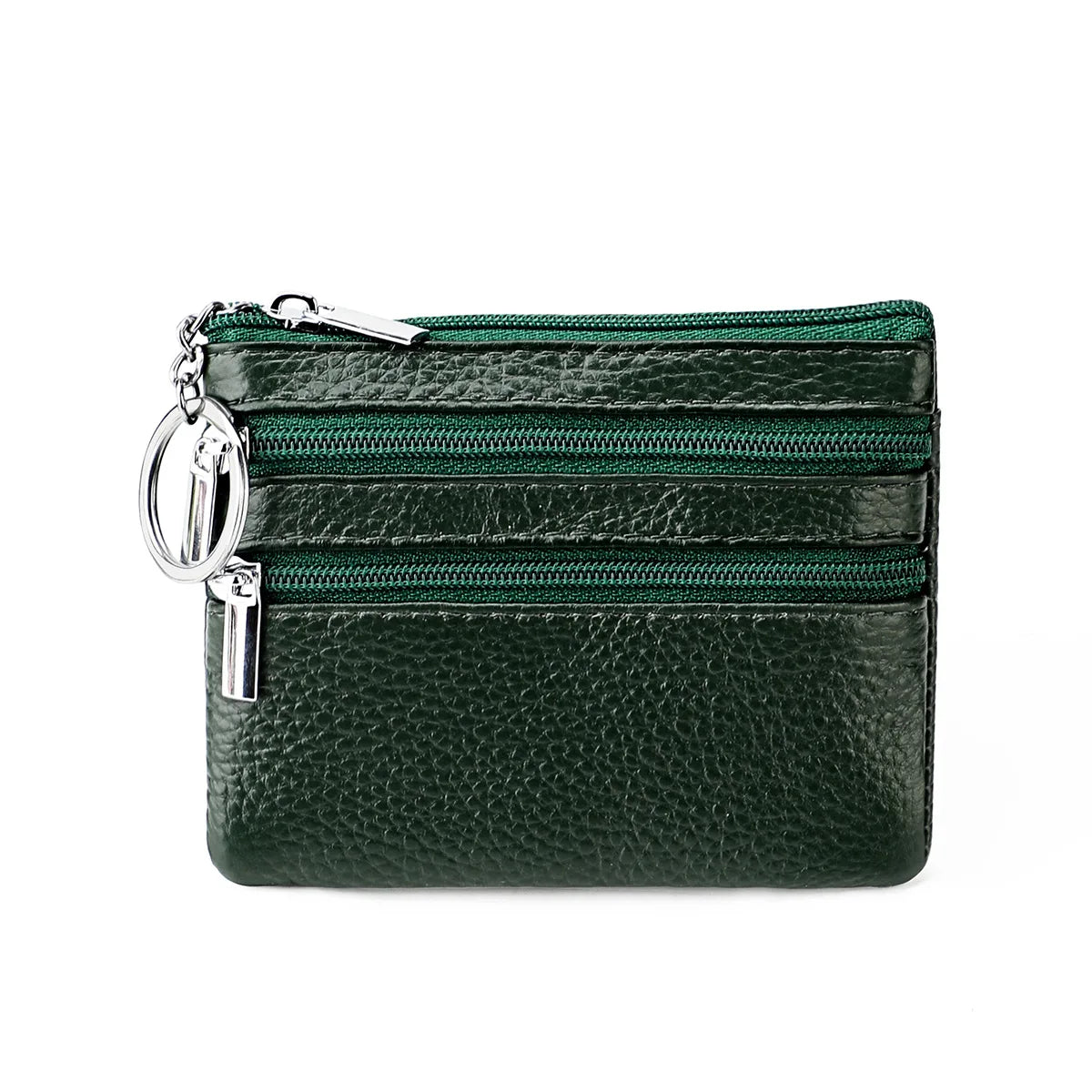 Cyflymder  Fashion Women Genuine Leather Coin Purse Small Zipper Card Holder Mini Pouch Change Wallet with Keychain