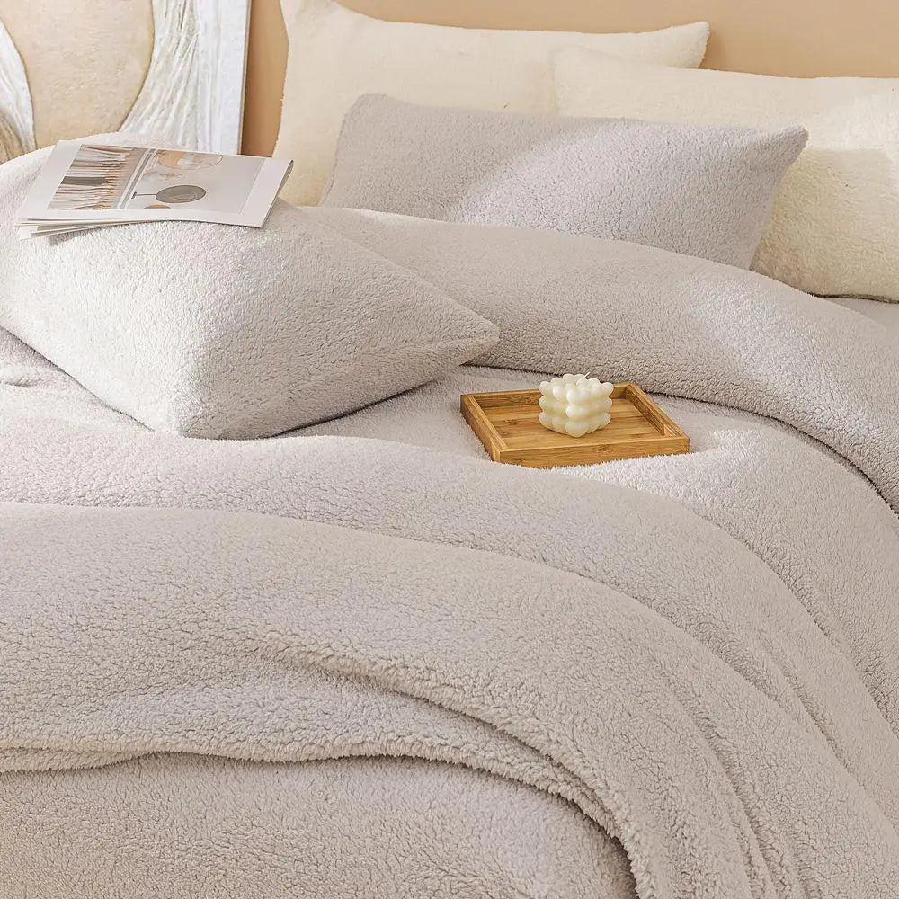 Cyflymder  Shaggy Fleece Duvet Cover Set, Soft Cozy Fluffy Sherpa Bedding Set, Warm Plush 1pc Comforter Cover 1pc Bed sheet 2pc Pillowcases