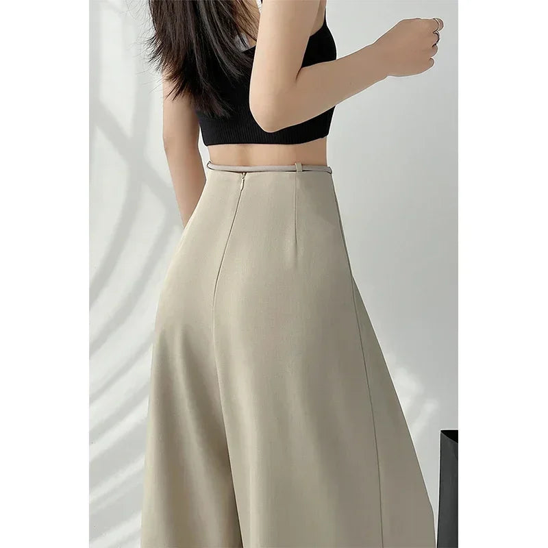 Cyflymder  Streetwear Wide Leg Pants Women Korean Black High Waist Suit Pants Summer Fashion Elegant Lace Up Straight Trousers New