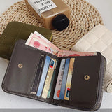 Cyflymder Women Fashion Small Zipper Wallet with Coin Purse PU Leather Plaid Purses Ladies Cute Mini Korean Version Small Card Pack New In