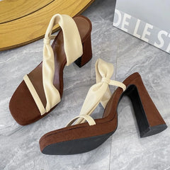 Cyflymder  Women's Sandals Summer Thick Heel Platform High Heels Women's Heeled Sandals Summer New Versatile Cool Slippers