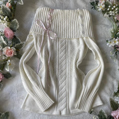 Cyflymder  Sweet Elegant Sweater Kawaii Fashion Y2K Woman's Cute Clothing Korean Aesthetic Knitwear Daily Long Sleeve Soft Classic Pullover
