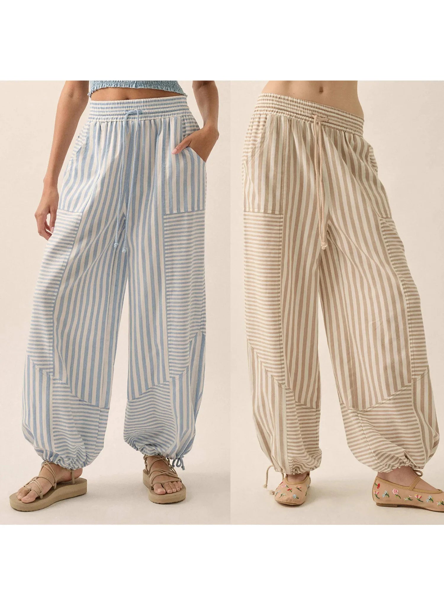 Cyflymder  Women s Floral Print High Waisted Palazzo Pants Lightweight Elastic Waist Wide Leg Trousers for Summer Beach Vacation