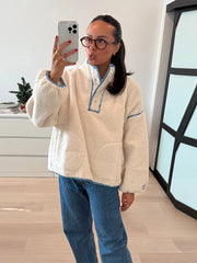Cyflymder  Lamb Fleece Women's Coat Stand Collar Full Sleeve Pockets Loose Female Pullover 2025 Autumn Commute Sport Fashion Lady Pullovers