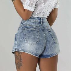 Cyflymder  Women Front Single-breasted Patchwork Denim Skirt Back Ultra Short Shorts Half-body Dress Three Quarter Pants Casual Streetwear