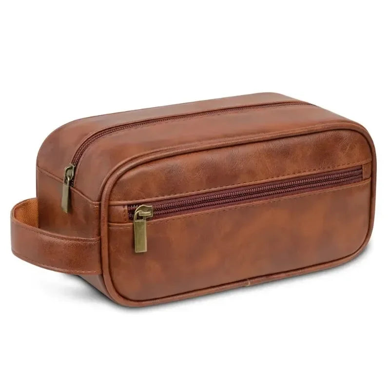 Cyflymder  Men's Business Trip Pu Toiletries Hand-held Makeup Bags Toiletries Storage Bag Makeup Storage Wash Bag