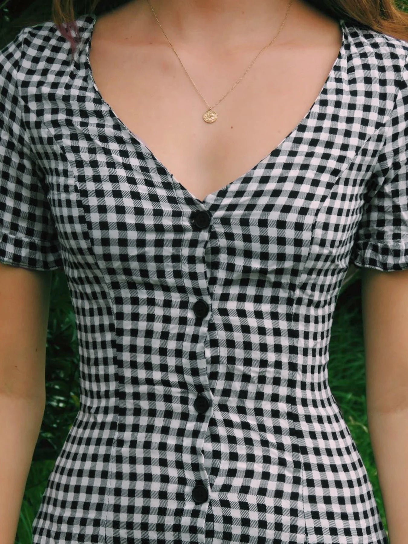 Cyflymder  Casual Slim Plaid A-Line Dress Elegant Fashion Basic Deep V-Neck Short Sleeve Ruffles Mini Dresses For Women 2025 Summer
