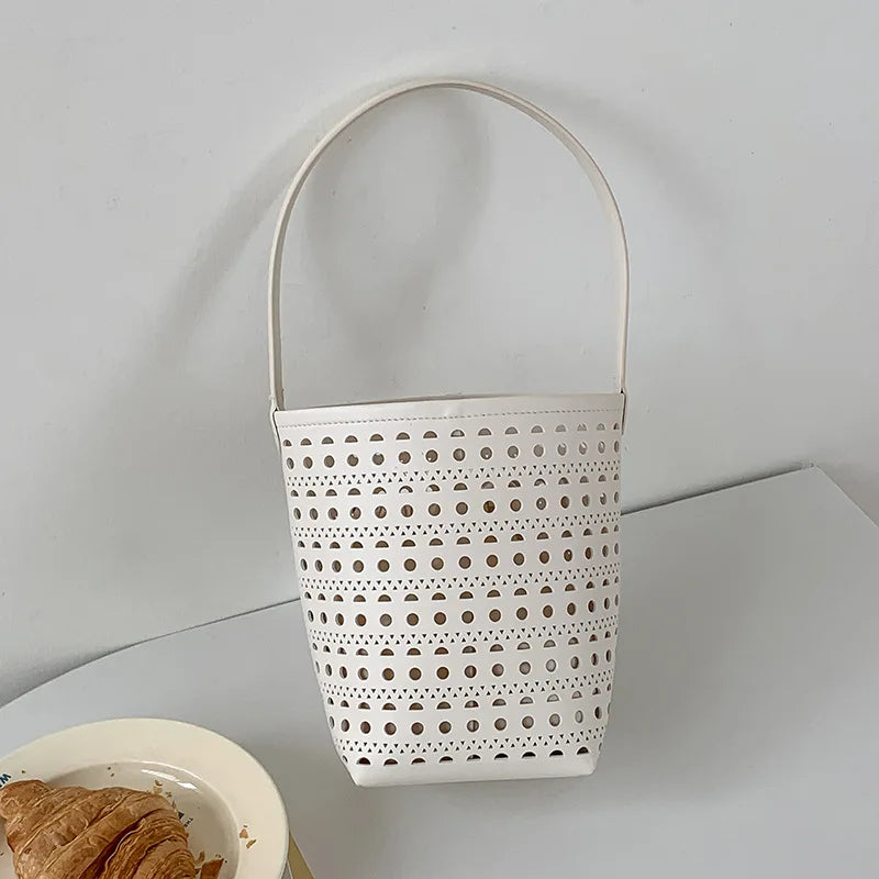 Cyflymder  Hollow Bucket bag for women handbag small Famous Brands PU leather female shoulder bag Ladies Totes Bag bolsa feminina