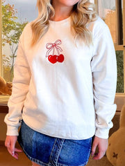 Cyflymder  Women s Autumn Winter Hoodie Fashionable Floral Embroidery V-Neck Long Sleeve Oversized Pullover Sweater