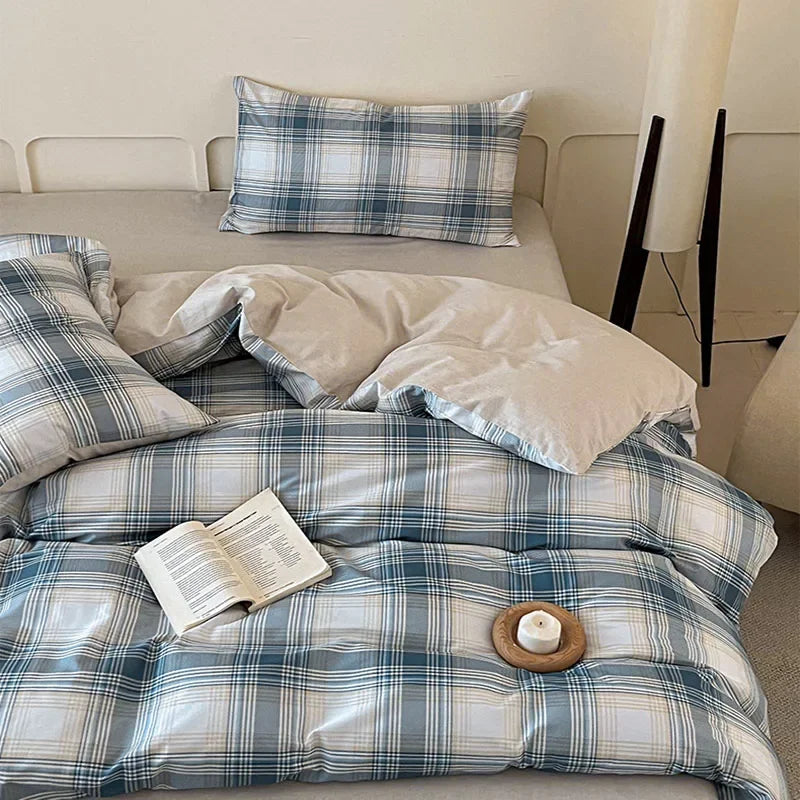 Cyflymder  Fashion Geometric Pattern Printed Fitted Sheet Style Bedclothes Cotton Soft Skin Friendly Bedding Set King Queen Bed Comfort Set