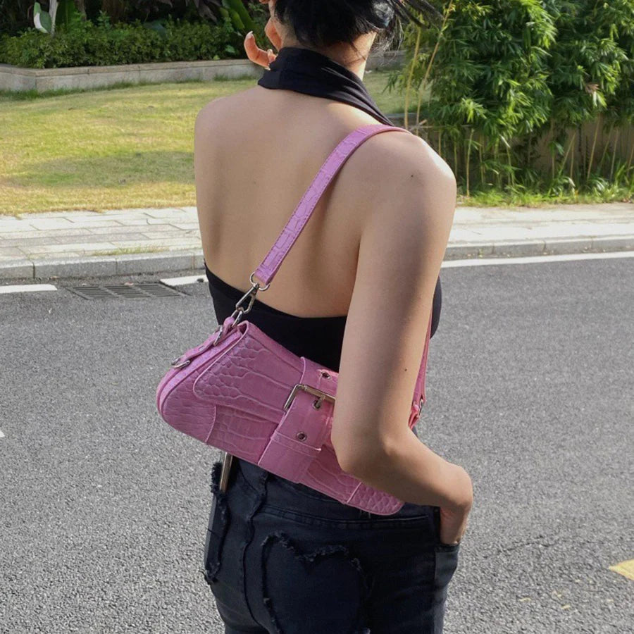 Cyflymder  Fashion PU Leather Commuting Totes Bag for Women Alligator Pattern Armpit Handbag Female Small Underarm Messenger Clutch Purse ﻿