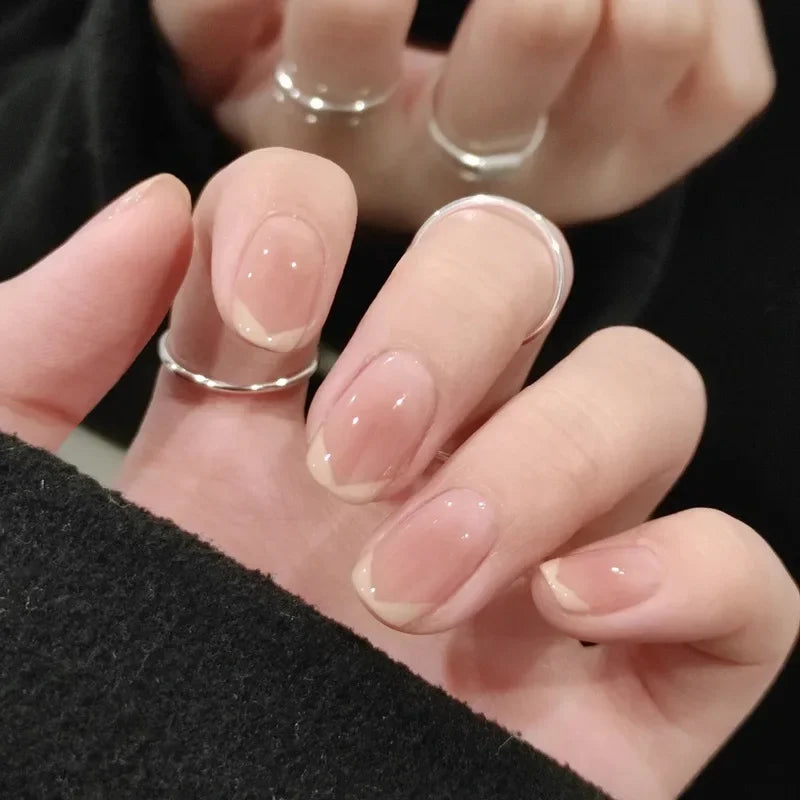 Cyflymder  24Pcs/1Box Fake Nails Art Press On False On Practice Hand For Material Formas Fingernails Fake Products Accessories Pink Design