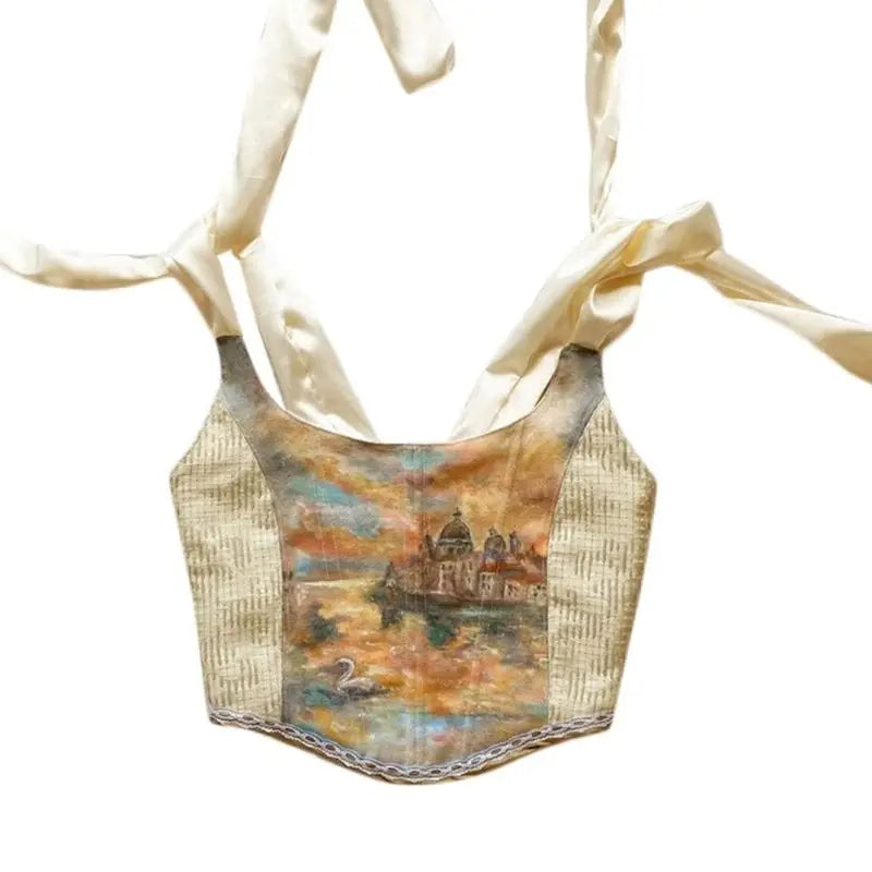 Cyflymder  Street Sle Printed Crop Top Strap Vest Slim Fit Inner Wear ort Length Decorative 8-24 Years Old Women's Faion Vest