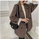 Cyflymder Women's Large Blazer Coats Spring Autumn Fashion Korean Version Loose Top Coat Office Work Clothes Grace Fall Jacket for Women