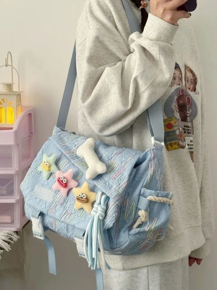 Cyflymder  Stylish Backpack Large Capacity Crossbody Bag for School Commuter, Soft Girl Casual Backpack or Shoulder Bag