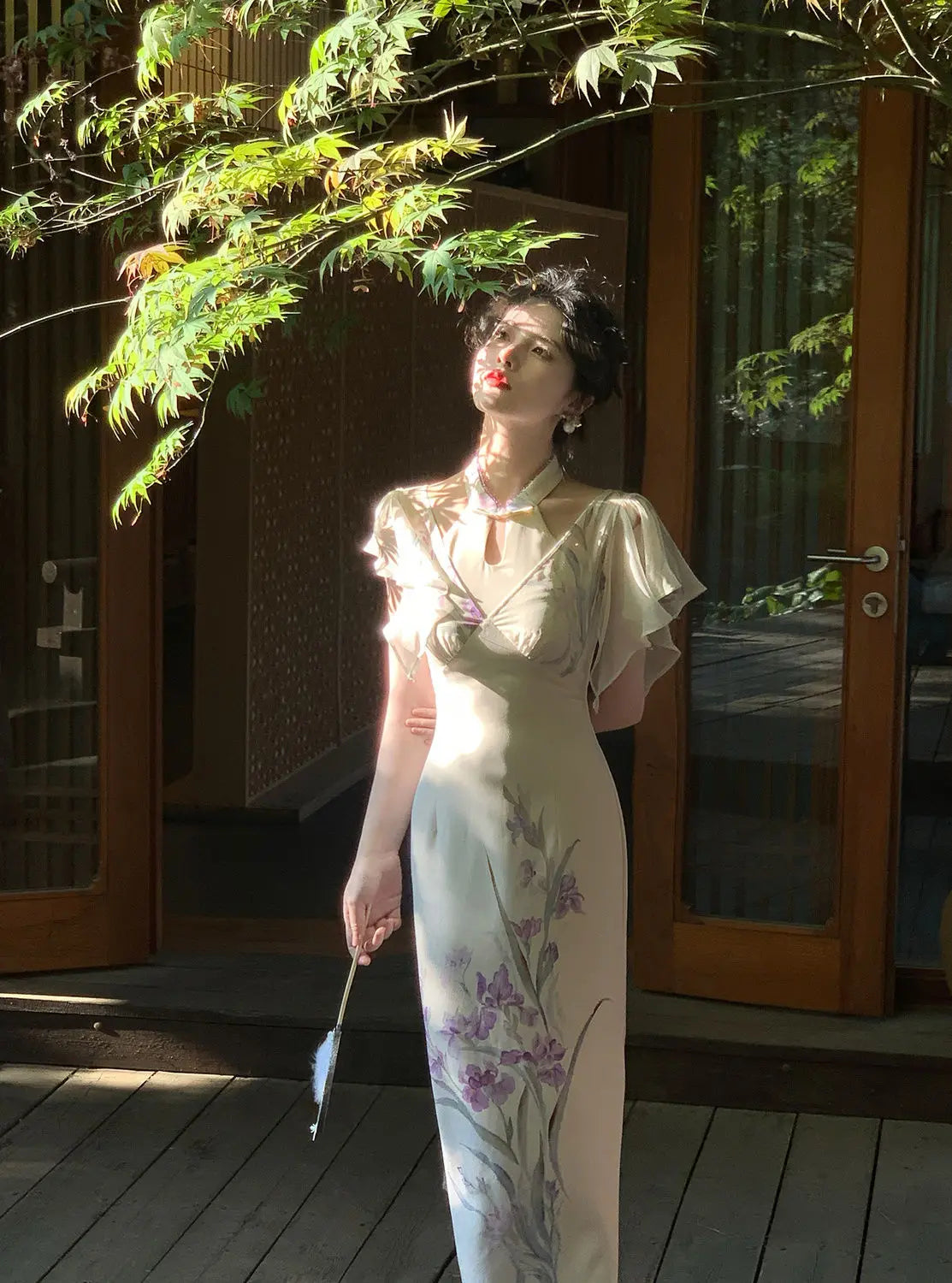 Cyflymder  Chinese Style Improved Cheongsam Spring Summer New Retro Hollow Out Temperament Dress Short Sleeve Slim Qipao Dresses