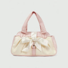 Cyflymder  Japanese Style Sweet Cute Bow Handbag Women Simple Gentle Shoulder Bag Ladies Leather Delicate Fashion Pleated Underarm Bag 2025