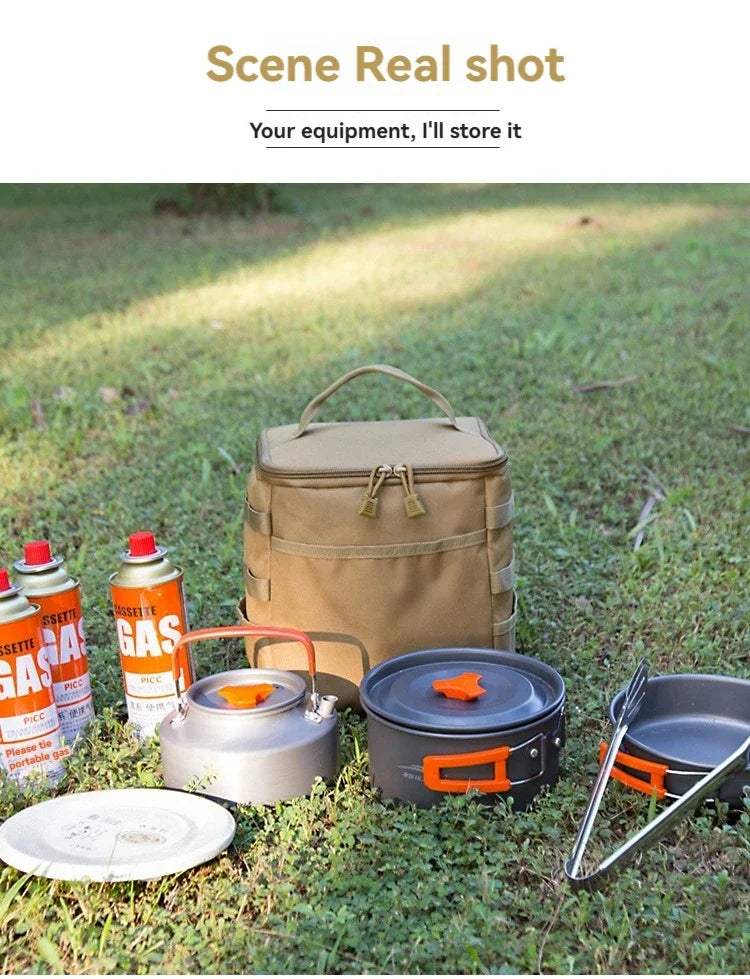 Cyflymder  Outdoor Camping Storage Bag Large Capacity Ground Nail Tool Gas Canister Picnic Cookware Utensils Kit Bag Outdoor Bag For Man