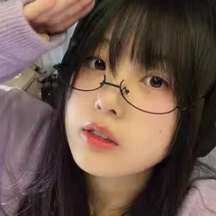 Cyflymder  Anime Retro Oval Half Frame Glasses for Women Lolita Cosplay Men Eyewear Cute Sexy Harajuku Decorative Computer Eyeglasses
