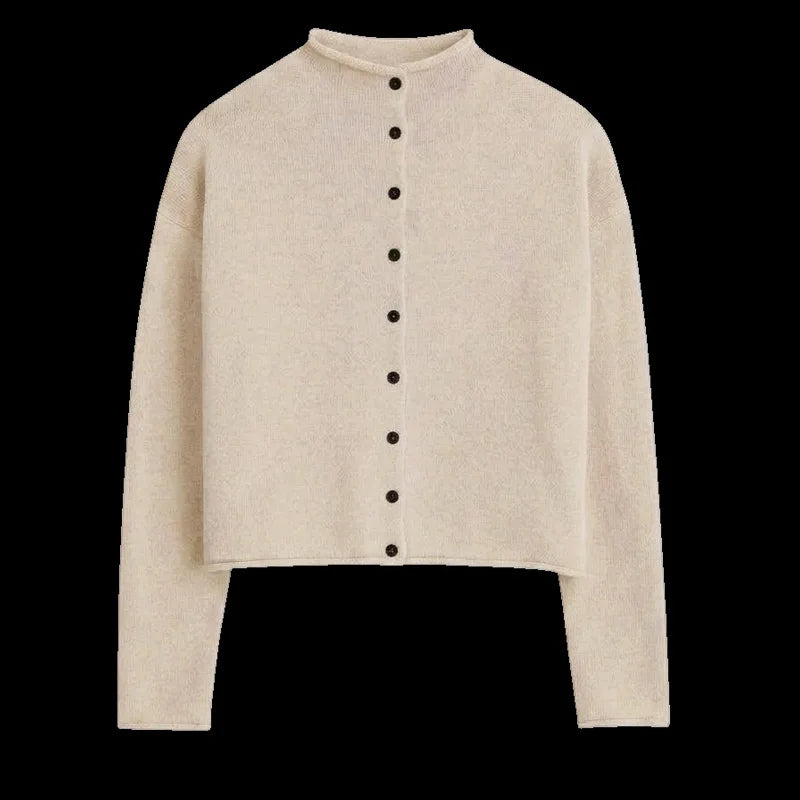Cyflymder  Female Knit Cardigan Long Sleeve Button Up V Neck Cropped Boxy Fall Casual Streetwear Soft Solid Color Women Cardigan