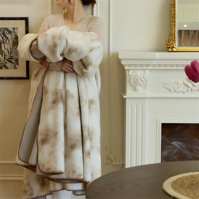 Cyflymder  Luxury Faux Mink Fur Thick Blanket High Quality Cozy Sofa Blanket for Office Nap Skin-Friendly Warm Bed Decoration for Winter