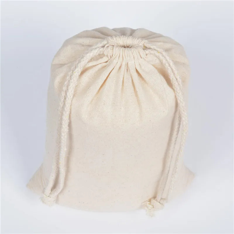 Cyflymder 5/10 Pcs/Lot Home Kitchen 130g Natural Cotton Storage Bags Christmas Gift Fabric Package Plain Drawstring Pouches 15x20/20x30cm