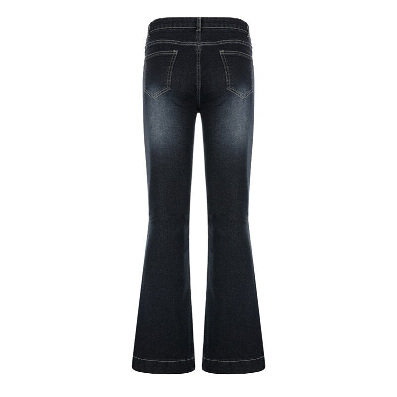 Cyflymder New Flare Jeans Women's Low Waist Trousers Vintage Aesthetic Denim Pants Streetwear Mom Casual Korean Fashion Y2k  Jeans