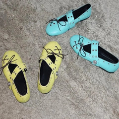 Cyflymder  Fashionable Women's Ballerina Flat Footwear Spring Summer New Casual Lace-Up Round Toe Comfortable Woman Shoes Ladies Loafers
