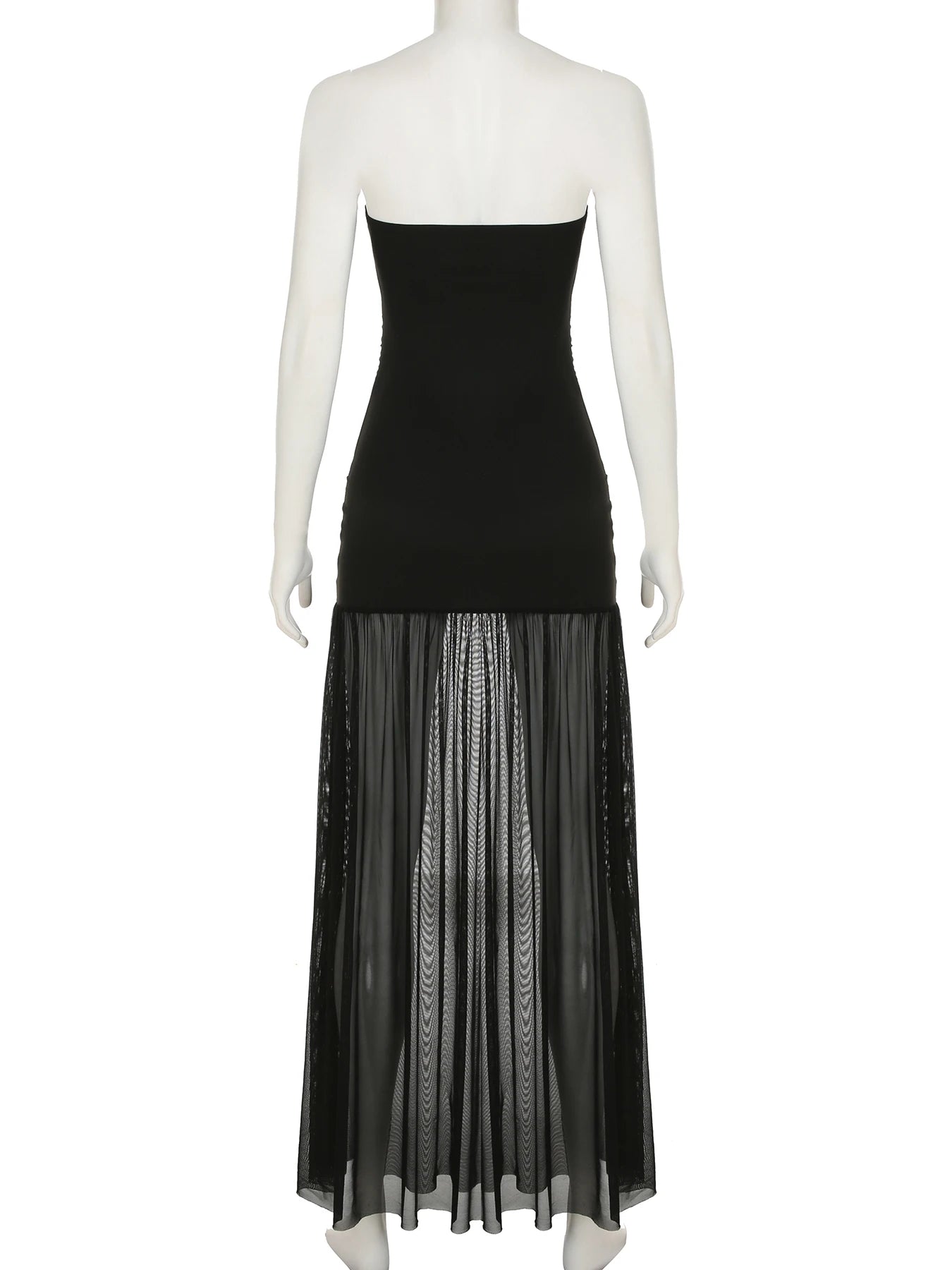 Cyflymder  Holiday Slim Patchwork Mesh Tube Dress Party Sexy Solid Slash Neck Sleeveless Split Maxi Dresses For Women Summer