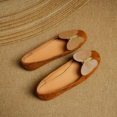 Cyflymder  Unique Design Butterfly Round Toe Ballet Shoes For Women Casual Outdoor Wearing Suede Inner Height Increasing Shallow Mouth Dres