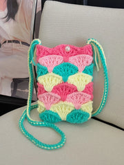 Cyflymder  New Crochet Mermaid Tail Beach Phone Bag Women's Cute  Design Sensation Crossbody Bag Soft Fabric Summer Handbag