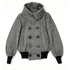 Cyflymder  Retro Women's High Street Jacket With A Lapel And High Neck Y2K Asymmetrical Double Breasted Short Jacket Gothic Street Style