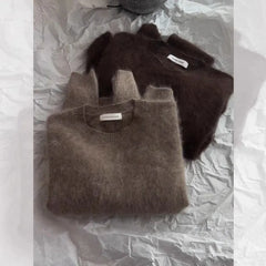 Cyflymder  Spring Autumn Basic Mohair Sweater Women Retro Office Work O Neck Long Sleeve Pullover knitwear Cashmere Jumper Warm 182B