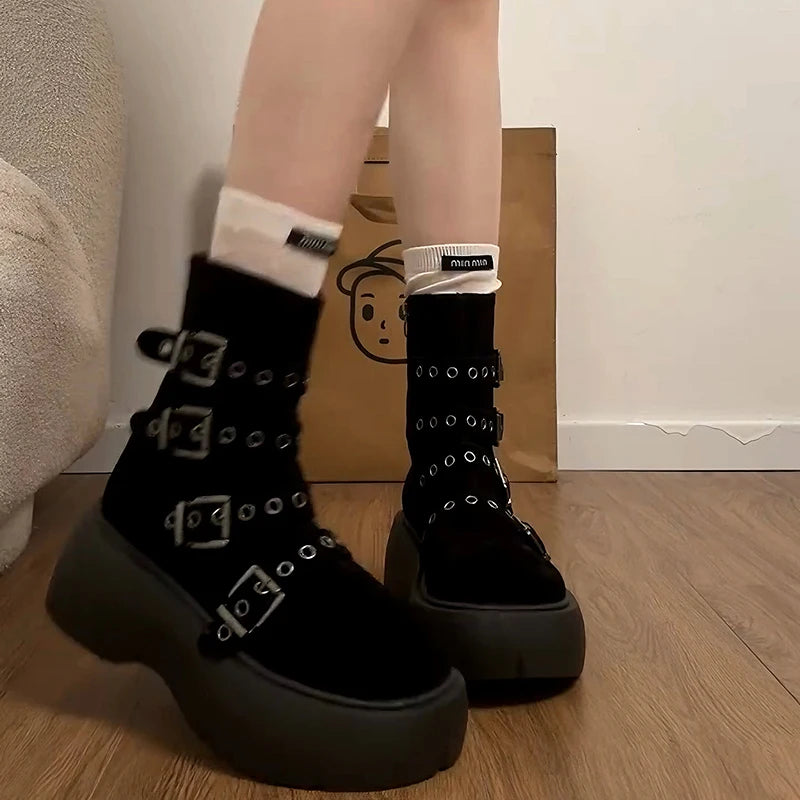 Cyflymder  Autumn Winter Platform Thick Bottom Women Ankle Boots Fashion Female Height Increase Short Booties
