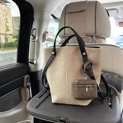 Cyflymder  Vintage Beige Bucket Tote Bag Women Fashion Casual Versatile Large Capacity Shoulder Bag Ladies With Charm Pendant Handbag 2025