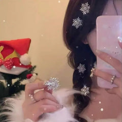 Cyflymder Snowflake BB Hair Clips Rhinestone Pearl Sliver Metal Sparkling Diamond Women Sweet Cute Duck Bill Hair Accessories Headwear