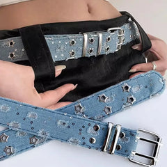 Cyflymder  New y2K Fashion Belts Punk Accessories Casual HipHop Star Rivet Hollowed Buckle Waist Belt For Men Women Desinger Belt
