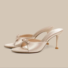Cyflymder  Summer Women's Fashionable Elegant Bowknot High-heeled Slippers Comfortable Grace Party Stilettos