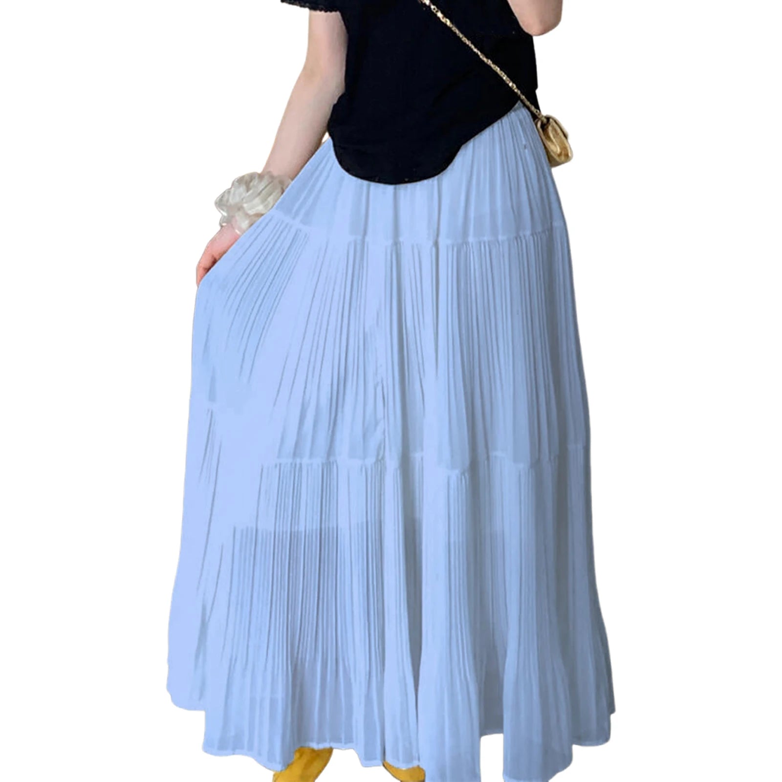 Cyflymder  Women s Lightweight Maxi Skirt with Elastic Waistband and Boho Print for Vacation Picnic Outdoor Activities