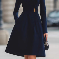 Cyflymder  Women‘s Elegant Business Solid Chic Mini Dress Lapel Long Sleeve High Waist Button Bodycon Dress Formal High Street Chic Dresse