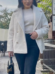 Cyflymder  Wool Blend Double-Breasted Coats Women 2025 New Autumn Winter Fashion Solid Lapel Elegant Long Sleeve Warm Short Jacket Coats