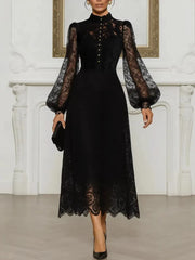 Cyflymder  Spring Autumn Lace Dress Women Long Sleeve O-Neck Solid Sexy Elegant Evening Party Skinny Stretch Midi Bodycon Dresses