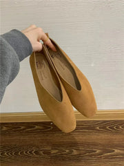 Cyflymder  square toe yellow flats women V open shallow mouth ballerina shoes ladies slip on loafers lazy single shoes big size 36-42