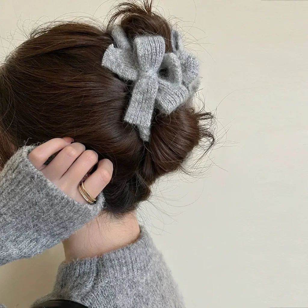 Cyflymder Autumn and Winter Plush Bow Grab Clip  Wool Claw Clip Accesorios Para El Cabello  Крабик Для Волос  Hair Accessories for Women